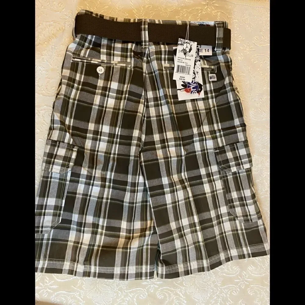 Pacific Blue Boys Plaid Fashion Shorts size14 - Picture 3 of 10